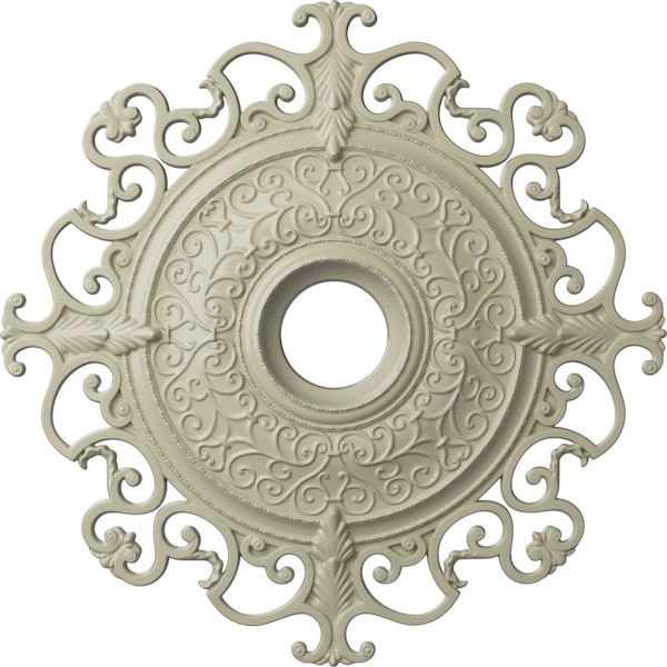 Ekena Millwork Orleans Ceiling Medallion (Fits Canopies up to 8 1/4"), 38 3/8"OD x 6 5/8"ID x 2 7/8"P, Clear Yellow CM38OLCYF - main